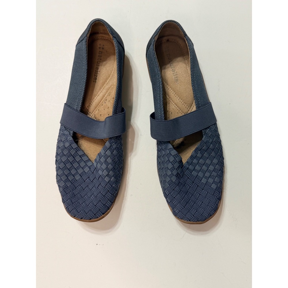 Naturalizer Famke Blue Woven Mary Jane Slip On Comfort Flats Shoes Womens 6.5M - Picture 1 of 6